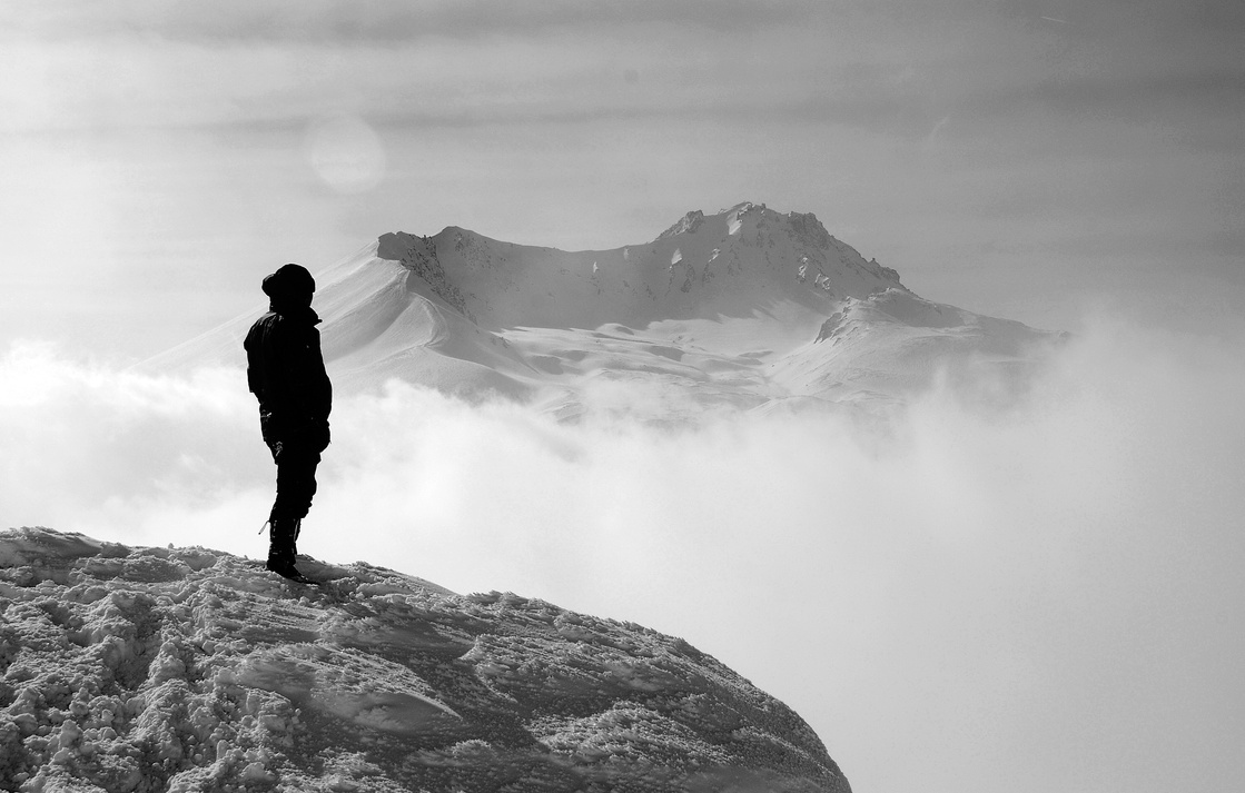 Boy Watching Mountains From The Abyss